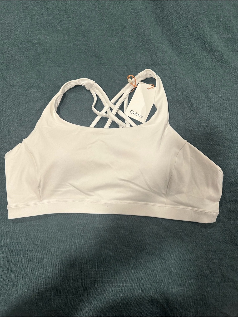 NEW QUINCE Ultra Form Scoop Neck Strappy Bra White 34